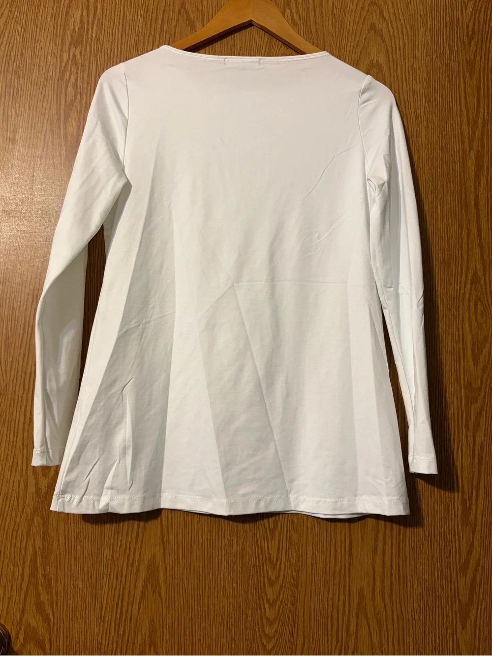 Babette White Long-Sleeve Scoop Neck Women's Top